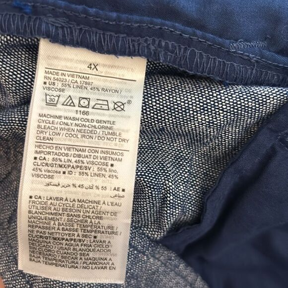 Old Navy Blue Linen Blend Drawstring Cropped Ankle Pants Size 4x - Picture 11 of 11